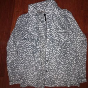 Leopard print fleece pajama top